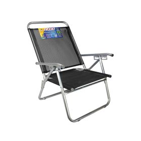Cadeira De Praia Em Aluminio Zaka King Reclinável Preta
