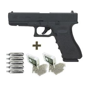 Pistola de Pressão CO2 Glock G17 4.5 Steel BB + Co2 + Bbs