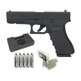 Pistola de Pressão CO2 Glock G17 4.5 Steel BB + Kit