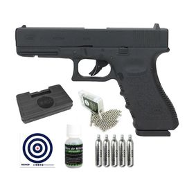 Pistola de Pressão CO2 Glock G17 4.5 Steel + Kit Pro