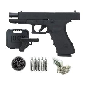 Pistola de Pressão CO2 Glock G17 4.5 Chumbinho e BBs + Kit