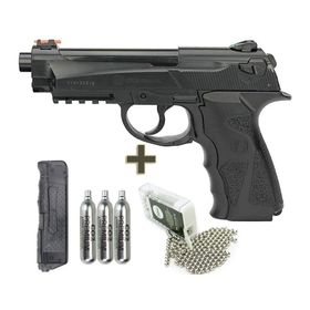 Pistola Pressão Gas Co2 C12 4,5 WinGun+Co2+bbs+Speed Loader