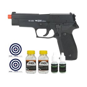 Pistola de Airsoft Spring P226 HS-226 6mm QGK WE + Itens
