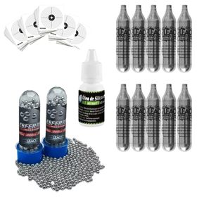 kit 600 esferas de aço 4,5mm 10 co2 + 5 alvo + oleo silicone