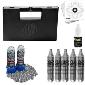 kit Maleta Case 5 co2 alvo 600 esferas de aço 4,5 mm e oleo