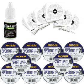 Kit 1000 Chumbinho Rossi SportUp 5,5mm 10 alvos oleo silicon
