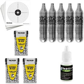 kit 300 esferas de aço 6 mm 5 co2 + 5 alvo e oleo silicone