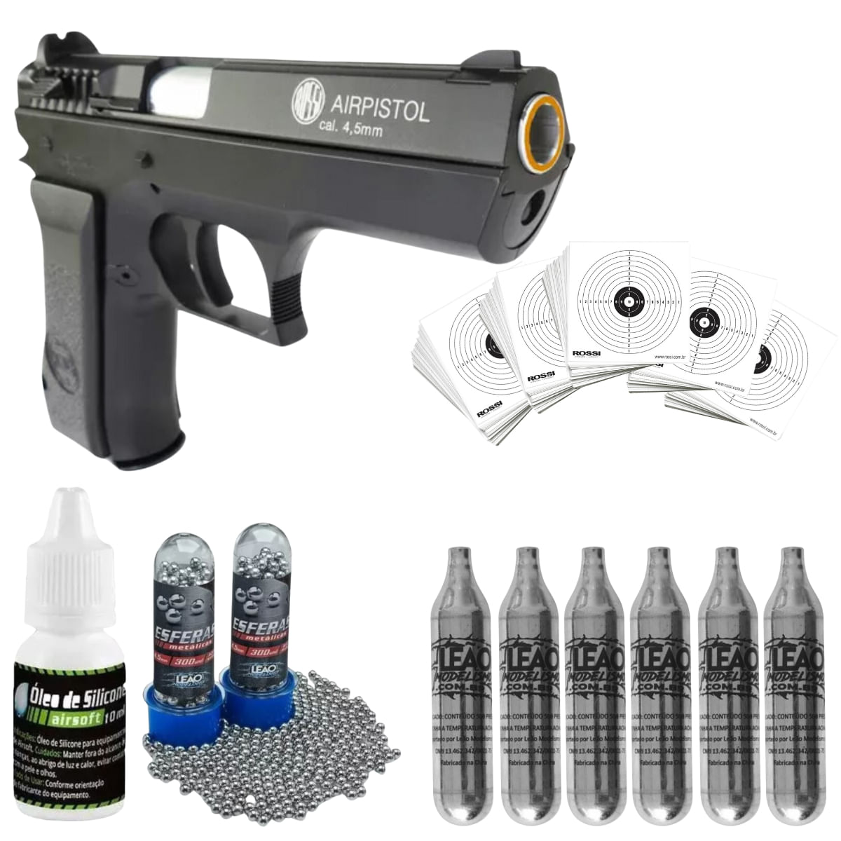 kit Pistola Airgun P45 Baby Eagle Co2 4,5mm Rossi - Ventureshop