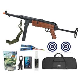 Rifle Sub Metralhadora Airsoft MP40 Full Metal Black+Kit Pro