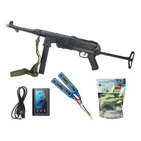 Rifle Sub Metralhadora Airsoft MP40 Full Metal Black + Kit