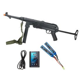 Rifle Sub Metralhadora Airsoft MP40 Full Metal Black + Itens