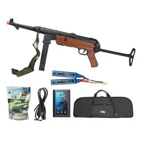 Rifle Sub Metralhadora de Airsoft MP40 Full Metal Wood + Kit