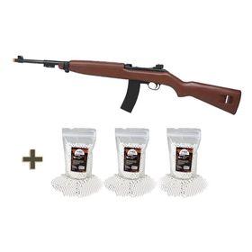 Rifle Airsoft Spring AGM M1 Carbine Wood+03 Sacos de BBs