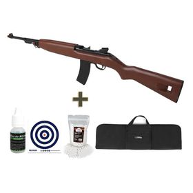 Rifle Airsoft Spring AGM M1 Carbine Wood+Capa almofadada+kit