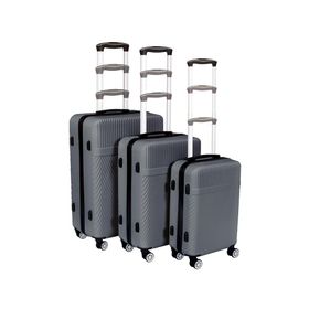 Conjunto de 3 Malas ABS 4 Rodas Giro 360º Cinza - P, M, G -