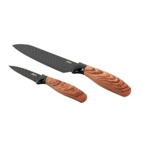 Jogo Facas 2Pçs Aço Inox Lâmina Preta Santoku Gunderso Oster