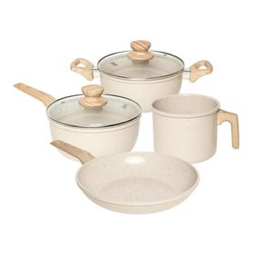 CJ Panelas 4pçs Cerâmico Indução Oster Marble Ed Crean Vanil