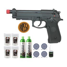 Pistola de Airsoft Gás GBB Beretta M92 com Blowback +Kit pro