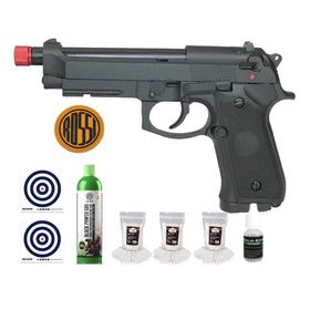 Pistola Airsoft GBB Beretta M92 Blowback+Óleo+Gás+BBs+Alvos