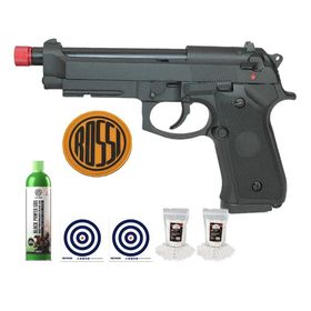 Pistola Airsoft GBB Beretta M92 Blowback Rossi+Gas+BBs+Alvos