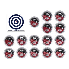 Kit 15 Cx Chumbinho Combat Cal 4,5mm - TAG + Alvos