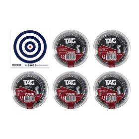 Kit 05 Cx Chumbinho Diabolo Combat Cal 5,5mm - TAG + Alvos