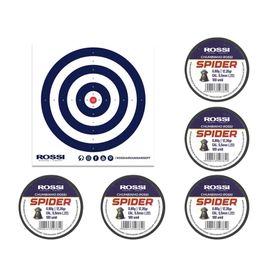 Kit 05 Cx Chumbinho Rossi Spider 5,5mm-100unds + Alvos