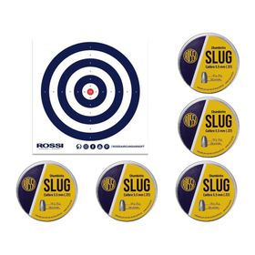 Kit 05 Cx Chumbinho Slug 5,5mm 250un 25 grains-Rossi + Alvos