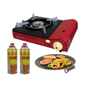 Fogareiro Aria camping ignição eletrônica+ Refil+Grill Plate