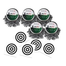 Kit 5 Chumbinho RTX 5.5 Rifle Premium Heavy 250und+50 Alvos