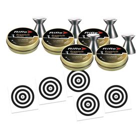 Kit 5 Chumbo Rifle Super Selected FH Medium 4,5 + 50 Alvos