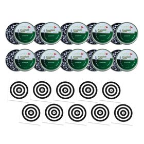 Kit 10 Chumbo Rifle Premium Series 5,5 Pointed + 100 Alvos