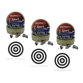 Kit 3 Chumbo Rifle Cutter 4.5 Sport & Field 250 un+ 30 Alvos