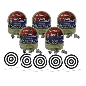 Kit 5 Chumbo Rifle Cutter 4.5 Sport & Field 250 un+ 50 Alvos