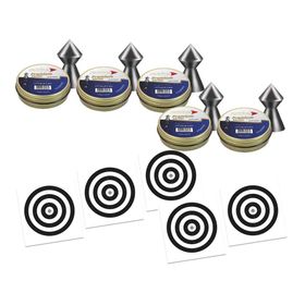 Kit 5 Chumbo Rifle Premium Pointed 4,5 - 250 Un + 50 Alvos