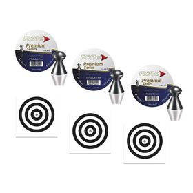 Kit 3 Chumbo Rifle Premium Round Super Box 4,5 + 30 Alvos