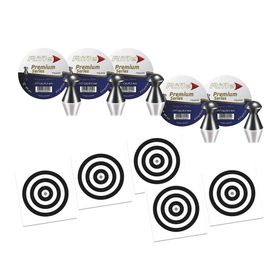 Kit 5 Chumbo Rifle Premium Round Super Box 4,5 + 50 Alvos