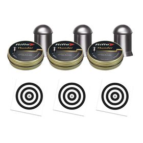 Kit 3 Chumbinho Rifle Thunder Super Box 4,5-400 Un+30 Alvos