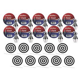 Kit 10 Chumbinho Rifle Field Spike 4,5mm - 250 Un +100 Alvos