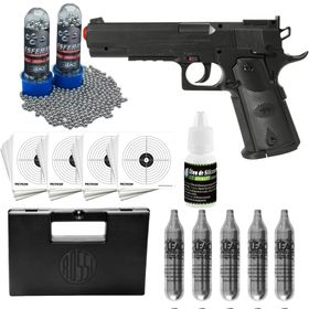 Pistola Pressão Airgun Co2 Qgk NBB Colt 1911 4.5mm c/ Case