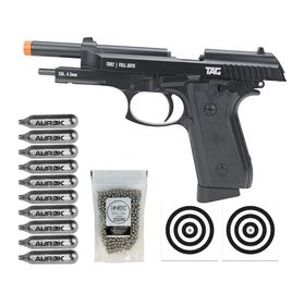 Pistola Pressão CO2 PT92 Full Auto 4,5 Blowback+Co2+BBs+Alvo