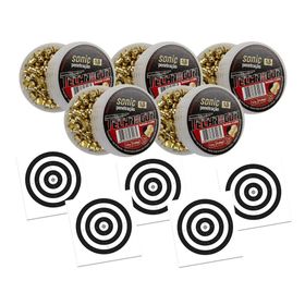 Kit 03 Chumbinho Sonic Gold Latonado 5,5mm 125 Unid+30 Alvos
