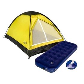 Barraca Camping 2 Quati Carajas Amarelo + Colchão Solteiro