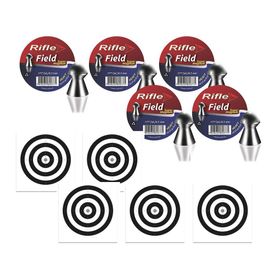 Kit 5 Chumbinho Rifle Super Magnum Field 4,5 - 250+ 50 Alvos