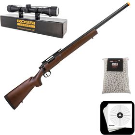 Sniper Airsoft M24 Wood Madeira Rossi 1000bbs + Luneta