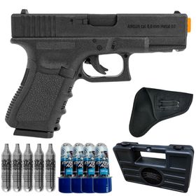 Pistola Airgun G11 Glock Co2 6mm Rossi + Coldre E Case