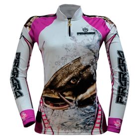 Camiseta de Pesca Sublimada Manga Longa Feminina Proteção UV50+