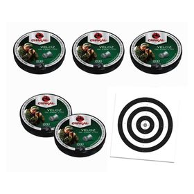 Kit 05 Cx Chumbinho Veloz Calibre 4,5 Mm - 200unds+Alvos