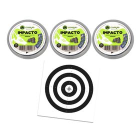 Kit 05 Cx Chumbinho Impacto Calibre 4,5- 200unds+Alvos