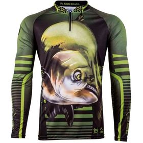 Camiseta de Pesca King Brasil Manga Longa Proteção Solar
